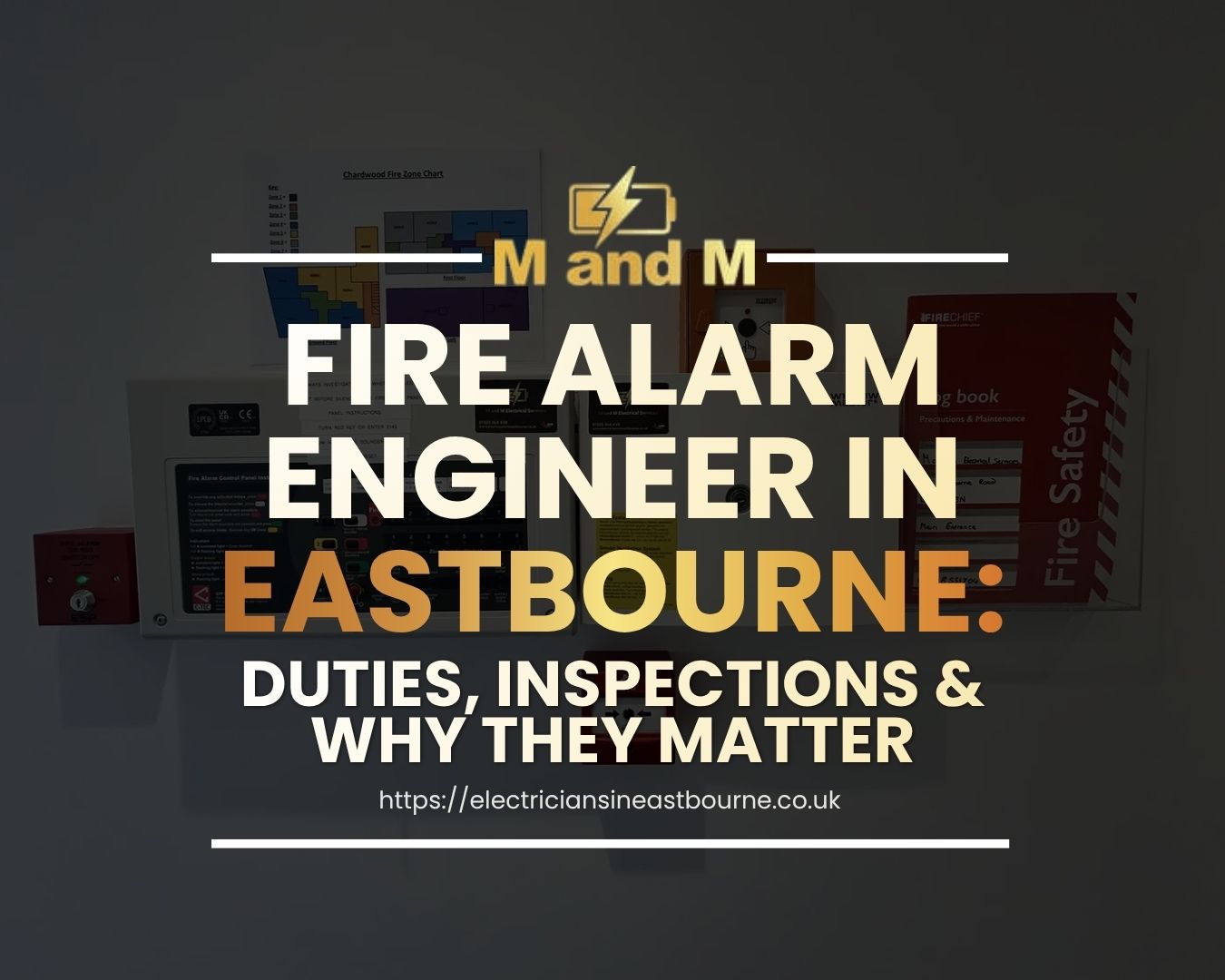 Fire alarm engineer in Eastbourne inspecting a commercial fire alarm control panel